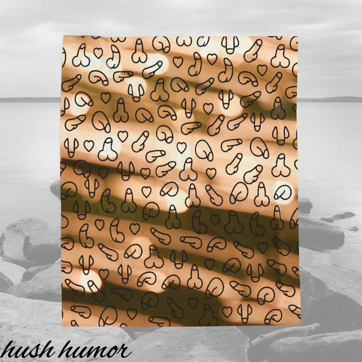 Sandy Dunes Beach Vibe Penis Plush Blanket, Humorous Gift, Cozy D*ck Blanket, Gag Gift, Naughty Willy Velveteen Blanket