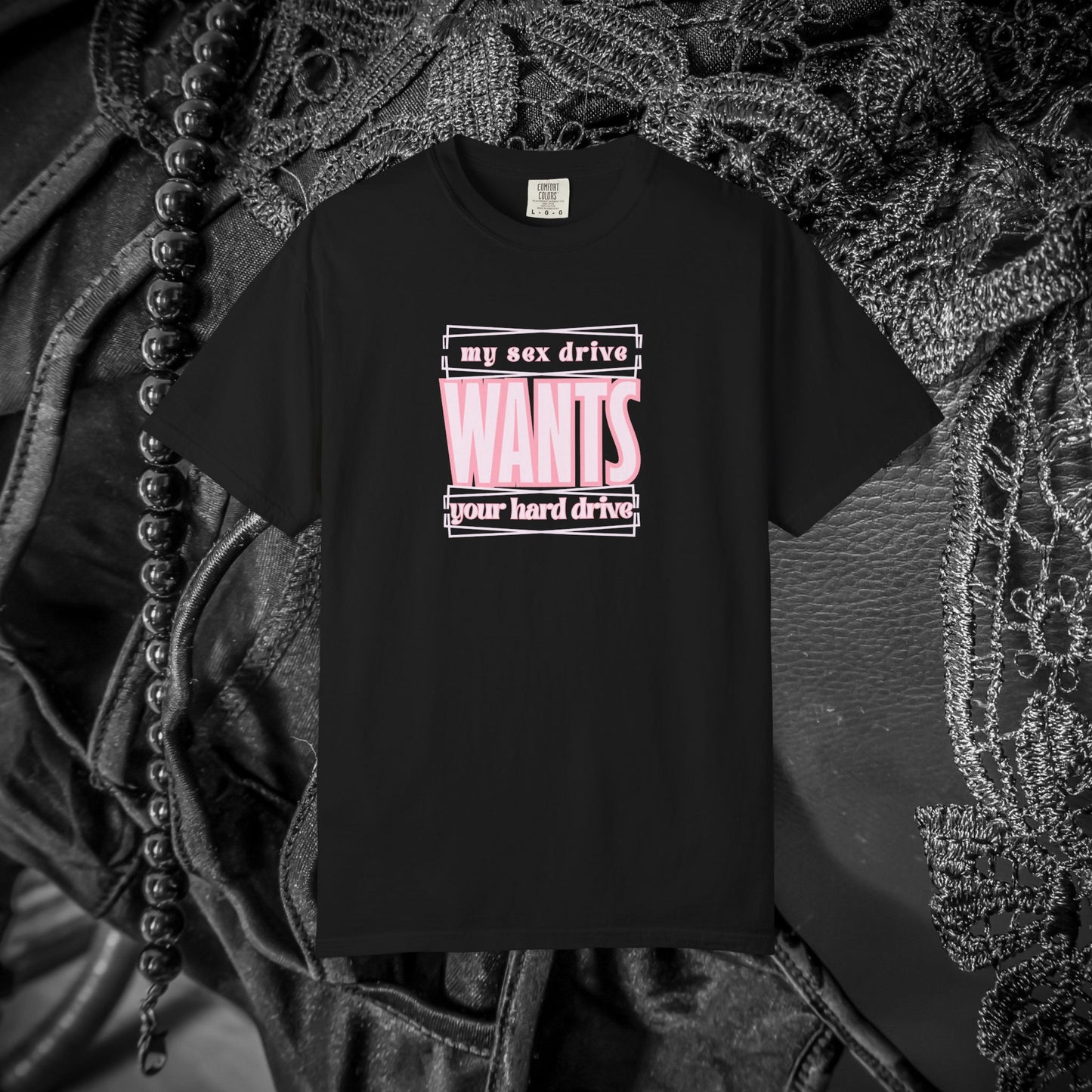 My Sex Drive Wants Your Hard Drive naughty suggestive women's t-shirt, fun adult apparel