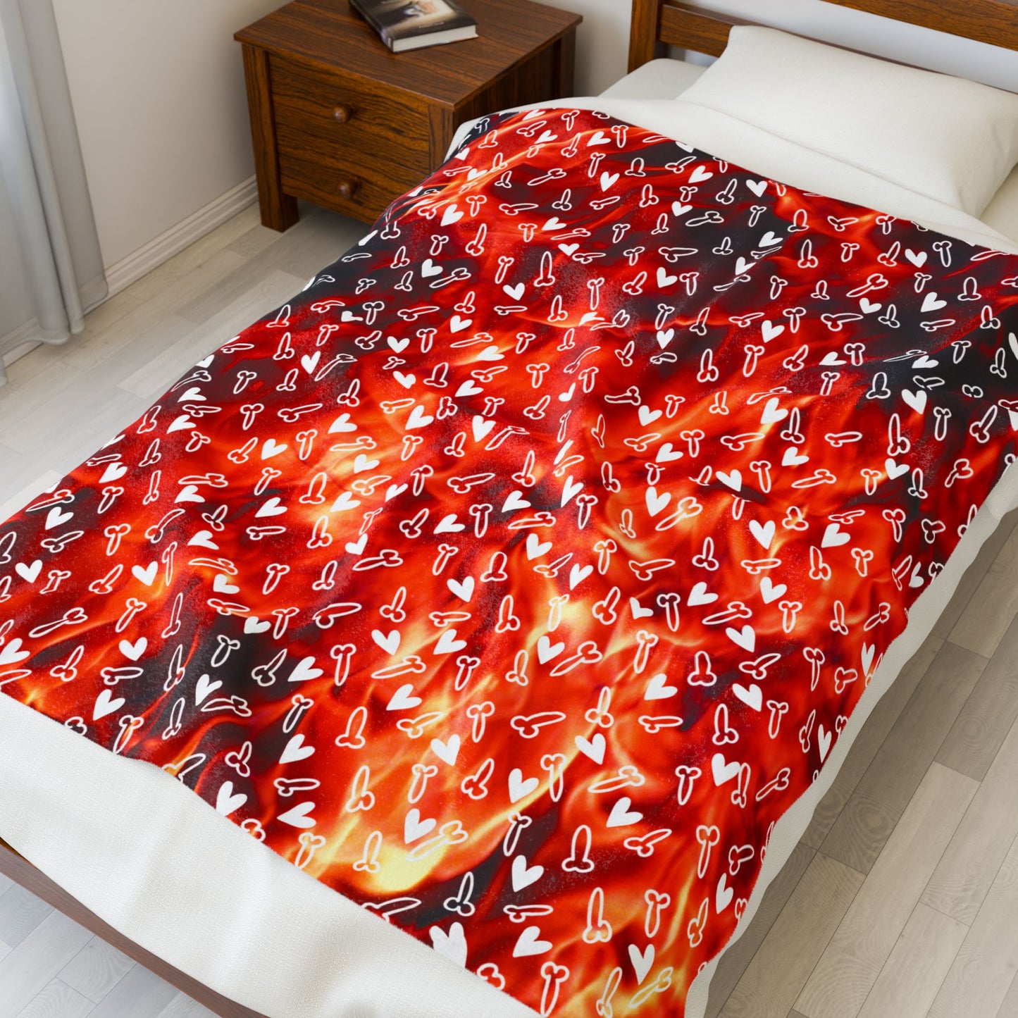 Firey Penis Plush blanket humorous gift cozy d*ck blanket gag gift Soft warm Dong Throw