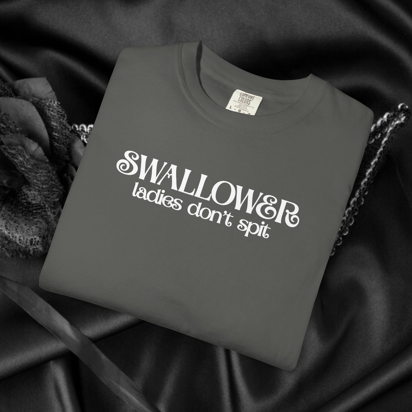 Naughty Swallower T-Shirt – Funny Oral Sex Tee for Women – Dirty Adult Humor Gift