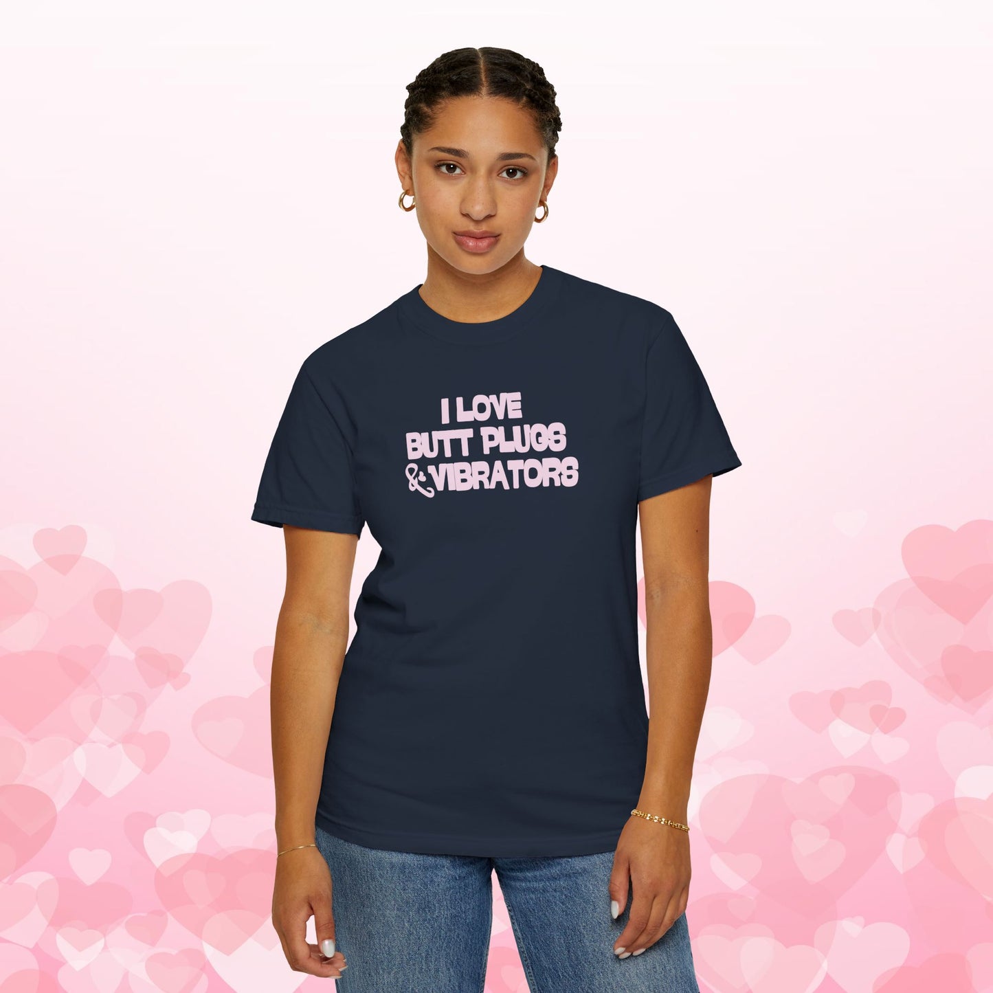 Naughty Women's Comfort Colors T-shirt, Funny Butt Plug & Vibrator Tee, Risque Party Apparel