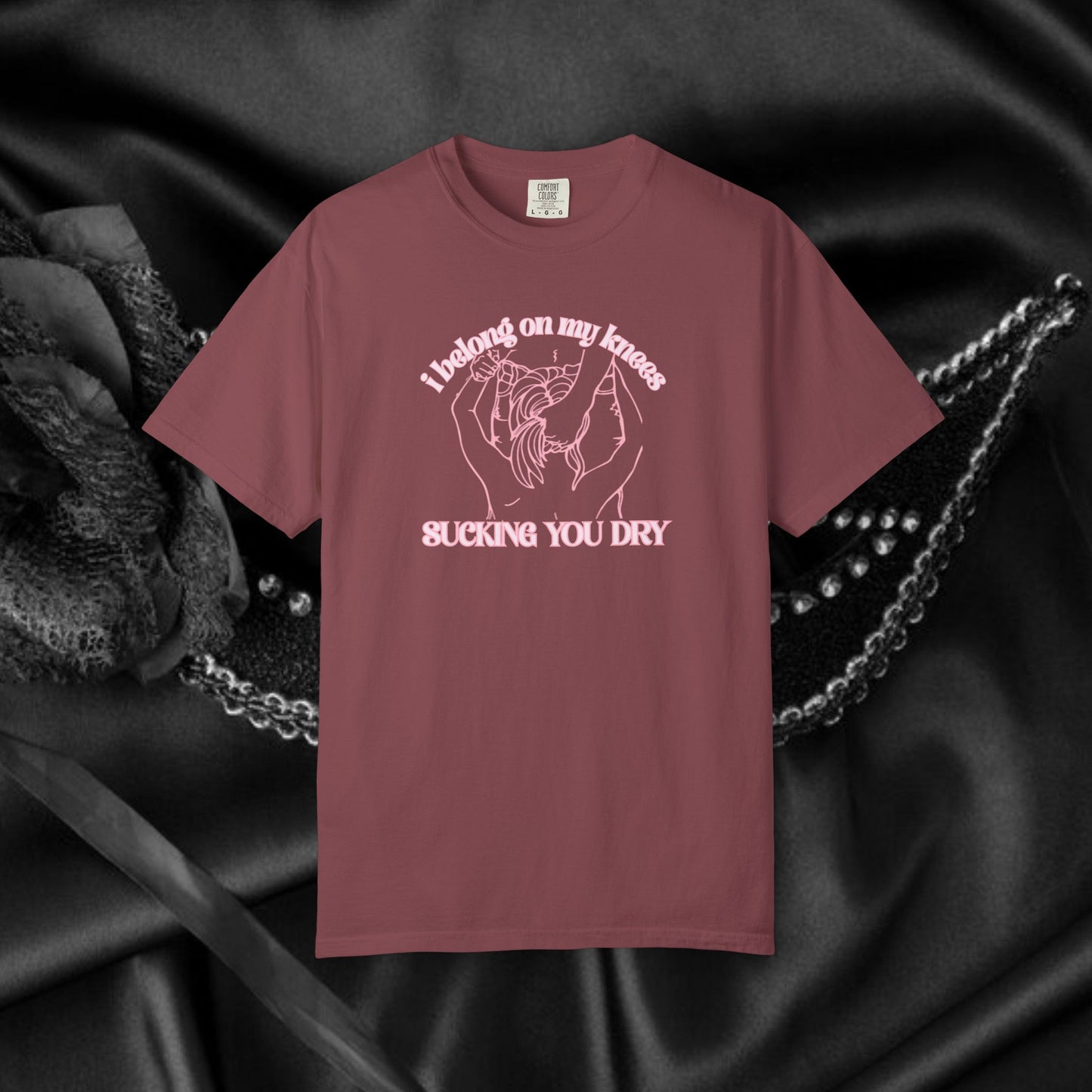 I Belong on My Knees Sucking You Dry - Naughty apparel for women - fun suggestive tee