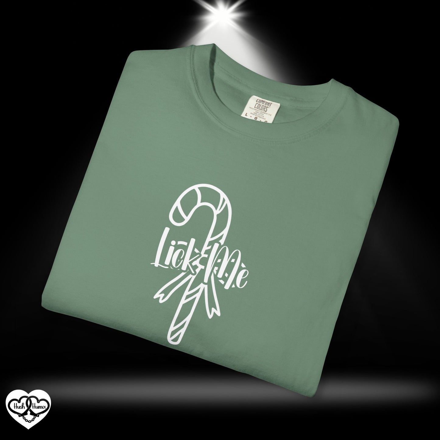 Lick Me Naughty Candy Cane Christmas Tee – Funny Adult NSFW Holiday Party Shirt