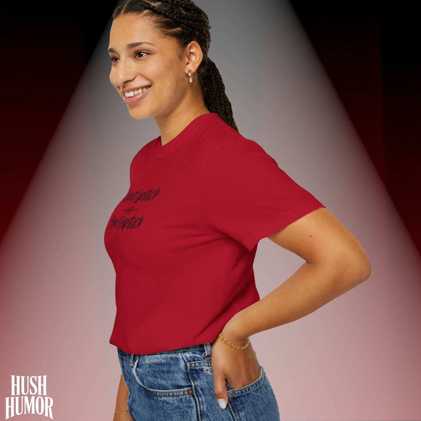Lipstick on Your Dipstick T-Shirt | Naughty FEMdom Oral Art Tee for Women | Dirty Funny Sex Shirt | Inappropriate Bold Adult Party Apparel
