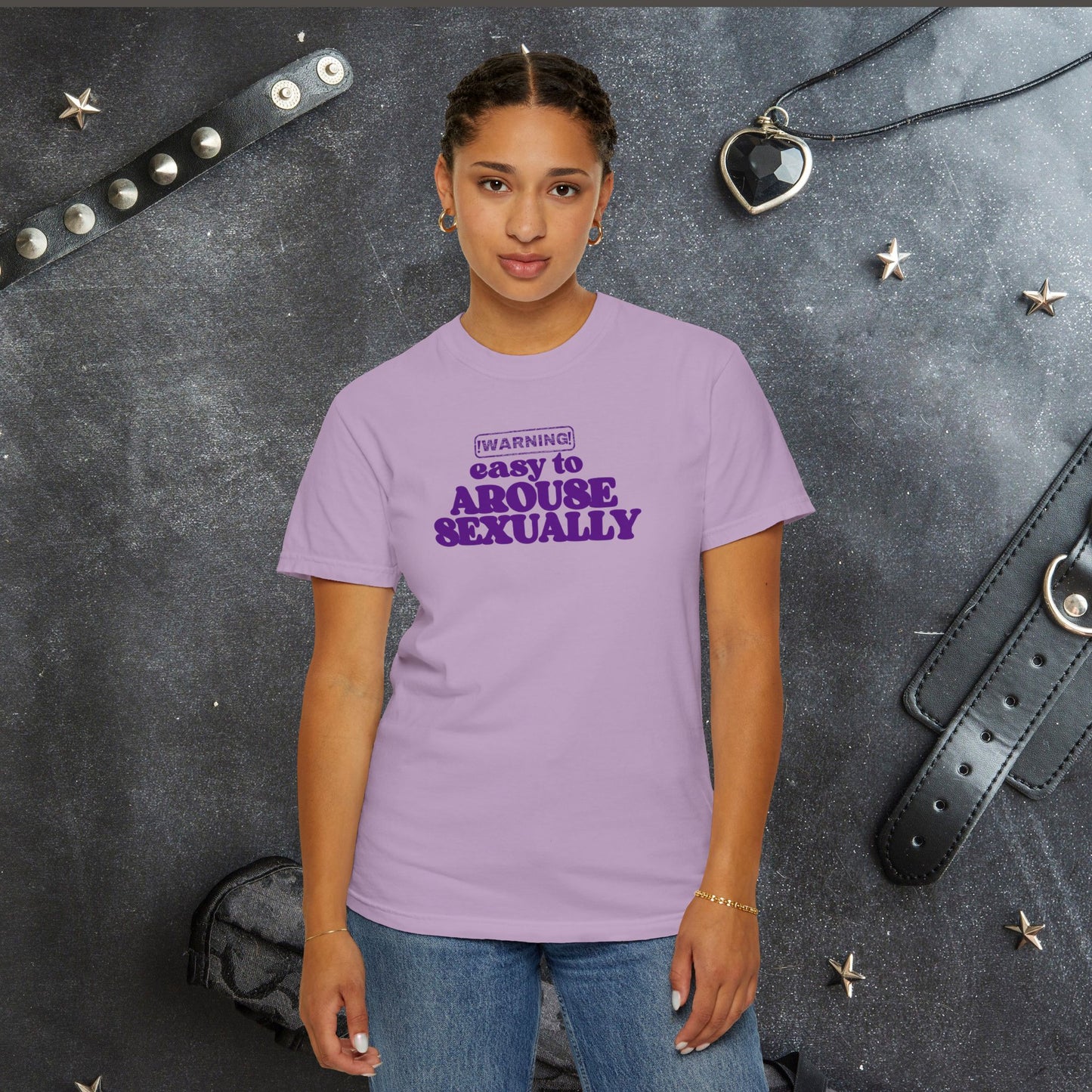 Naughty Girl Sexy T-Shirt – Comfort Colors Hot Wife Tee, Inappropriate NSFW Party Top, Easy to Arouse Unisex Garment-Dyed Shirt