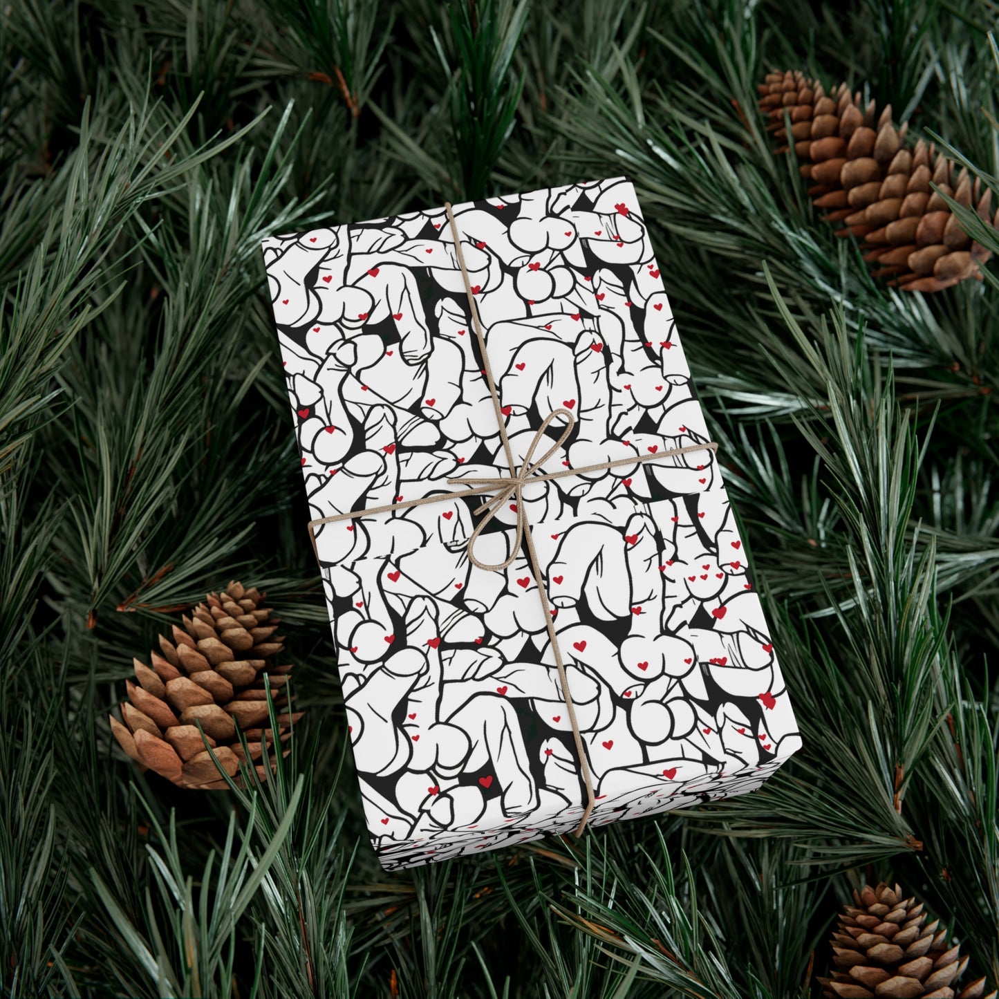 Black & White Penis Wrapping Paper – Funny Adult Willy Gift Wrap, Cute C*ck Gag Gift Paper