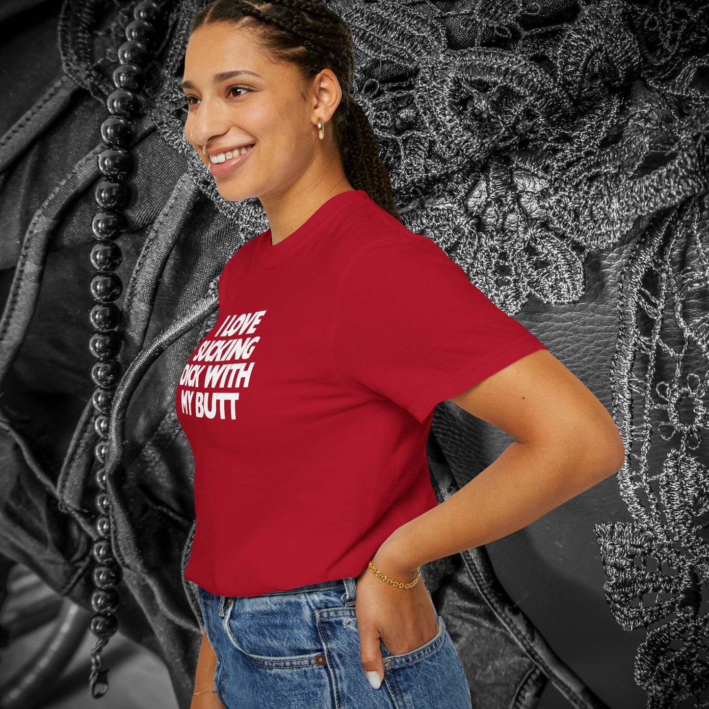 I Love Sucking D*ck With My Butt T-Shirt – Naughty Offensive Garment-Dyed Sexy Wife Tee