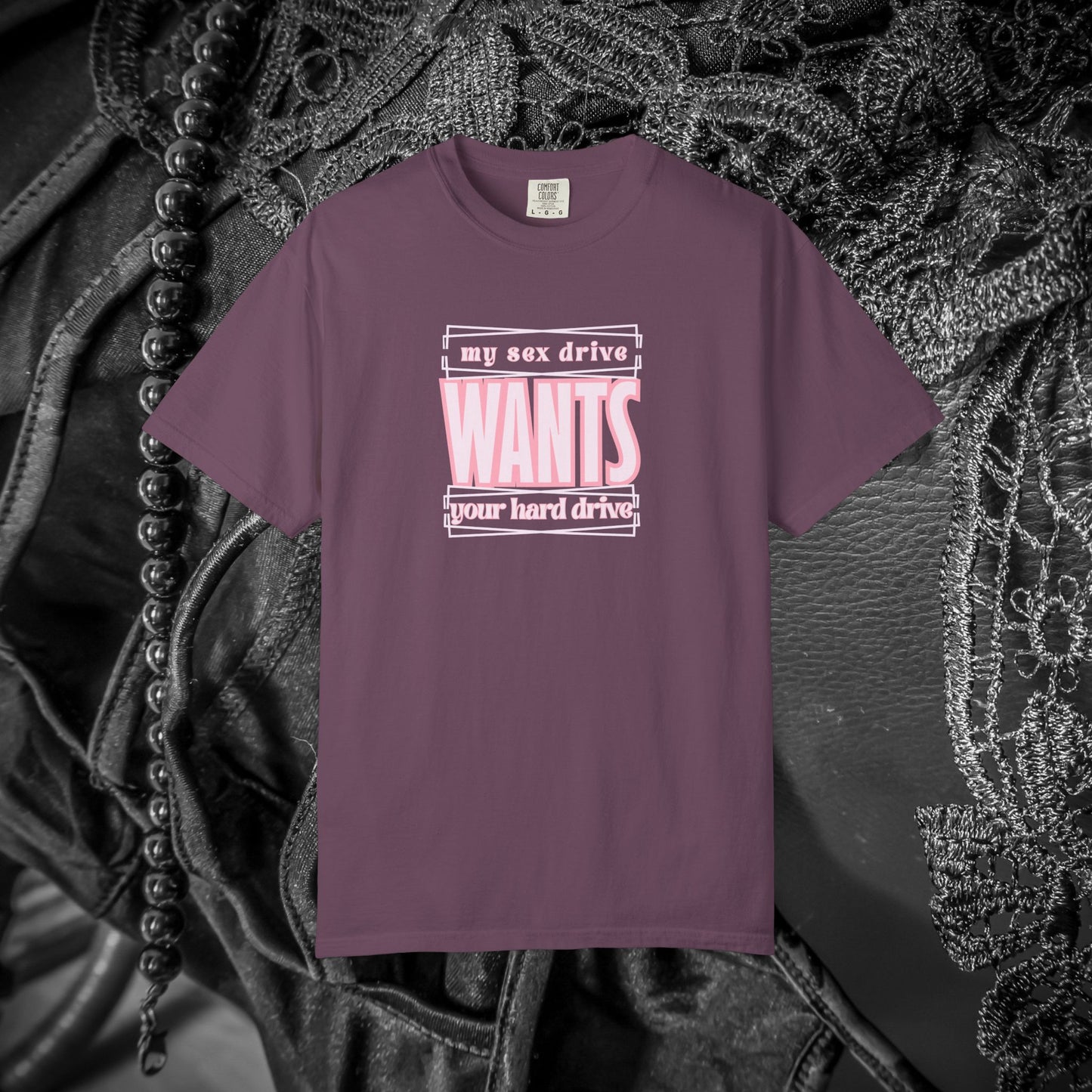 My Sex Drive Wants Your Hard Drive naughty suggestive women's t-shirt, fun adult apparel