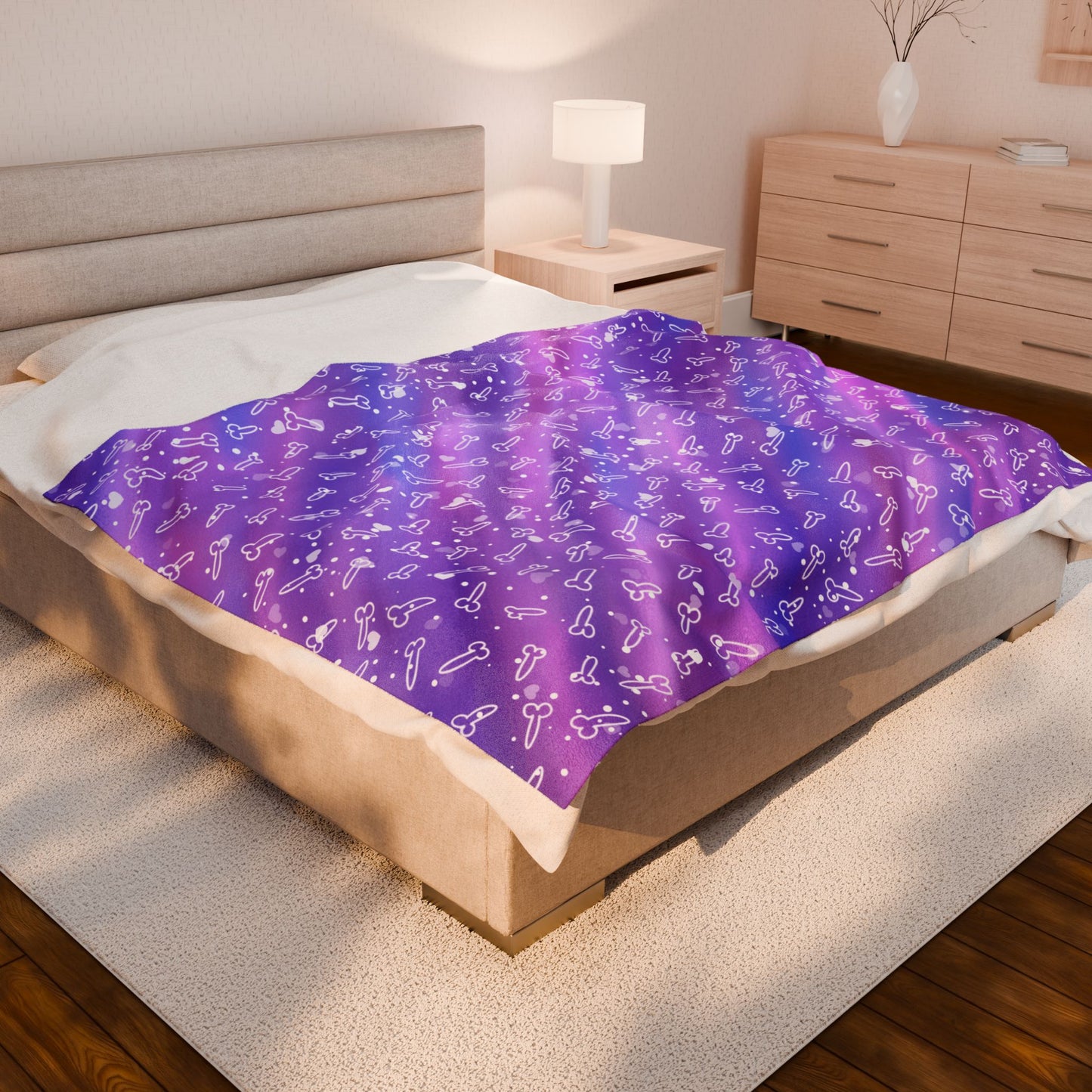 Penis Blanket with White Hearts | Fun Adult Beach Blanket | Offensive Gag Gift
