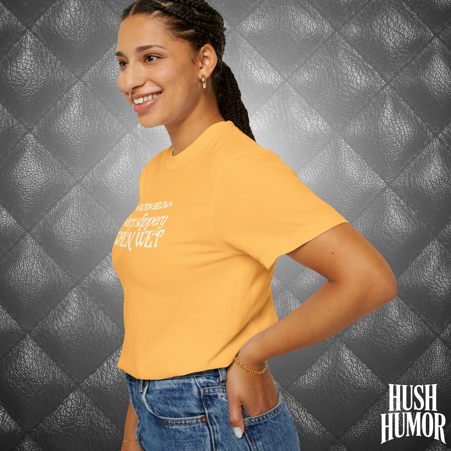 Slippery When Wet T-Shirt | Funny Dirty Girl Graphic Tee | Inappropriate Sex Humor Shirt for Women | Adult Sarcastic NSFW Shirt