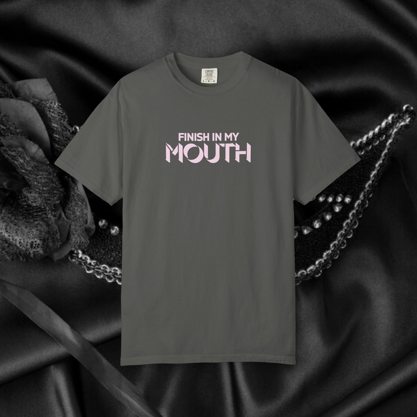 Naughty Shirt – Finish in My Mouth Offensive Hot Wife T-Shirt, NSFW Comfort Colors Pepper Tee