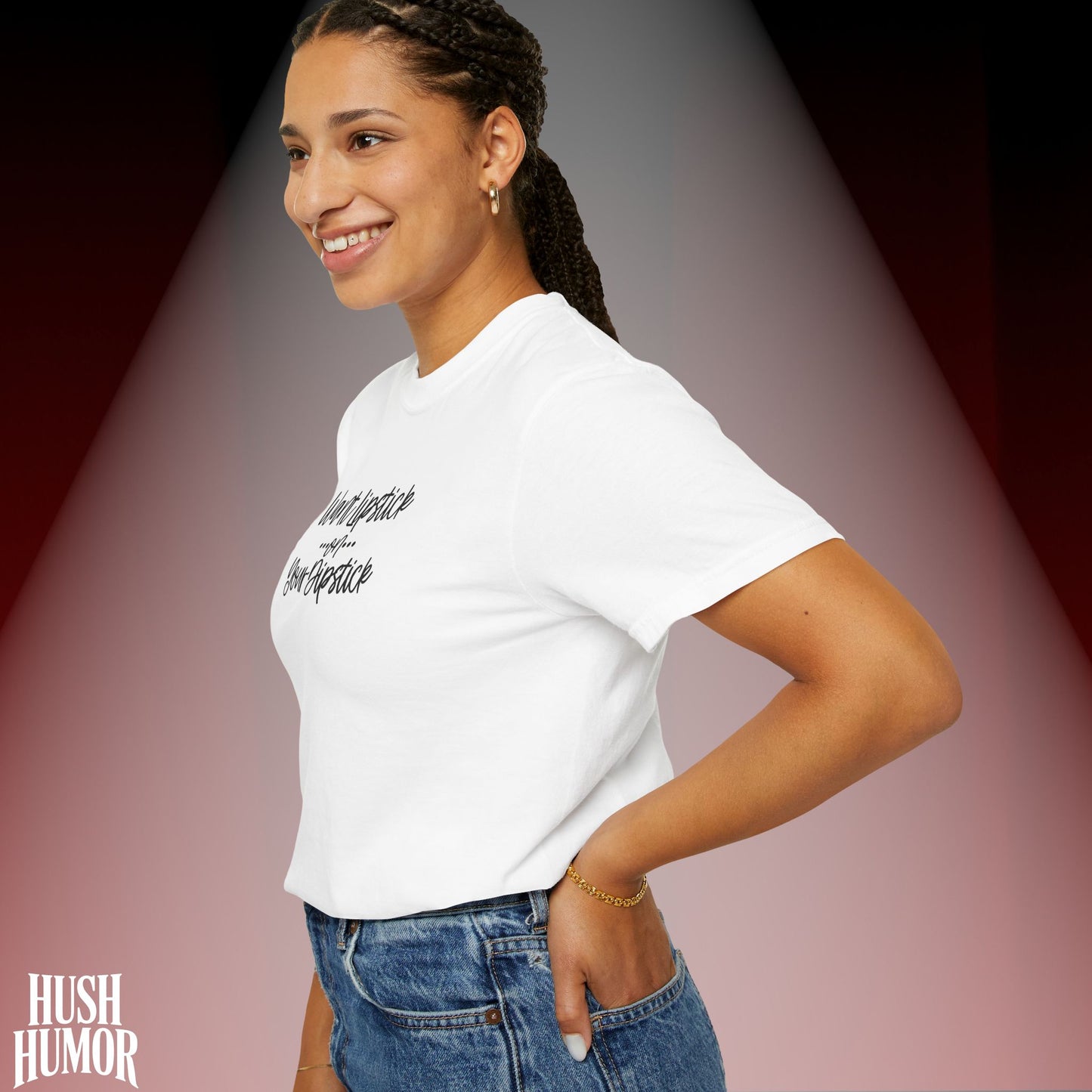Lipstick on Your Dipstick T-Shirt | Naughty FEMdom Oral Art Tee for Women | Dirty Funny Sex Shirt | Inappropriate Bold Adult Party Apparel