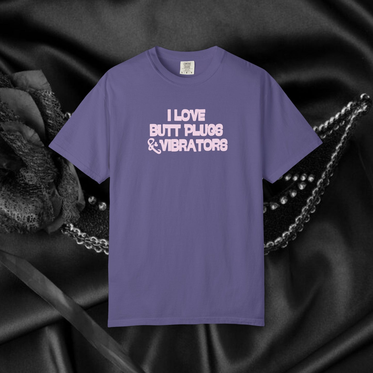 Naughty Women's Comfort Colors T-shirt, Funny Butt Plug & Vibrator Tee, Risque Party Apparel