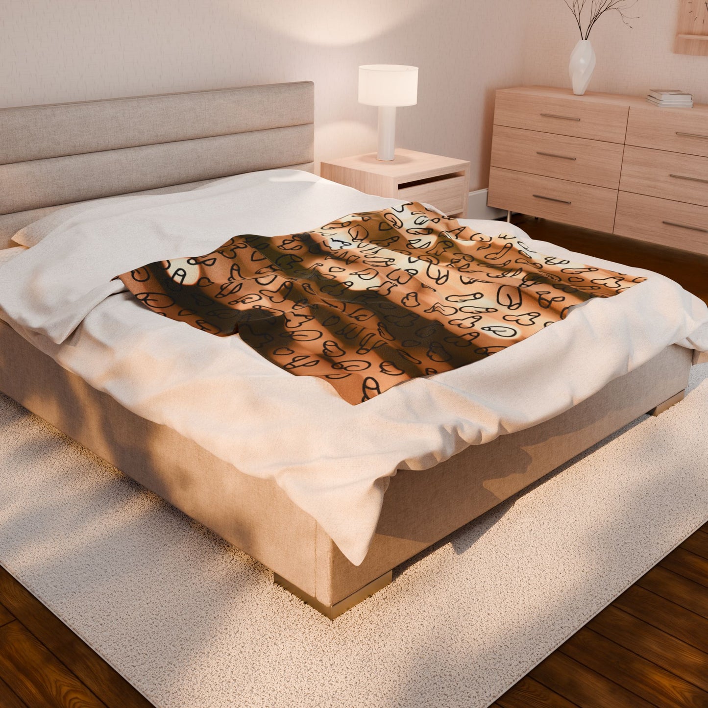 Sandy Dunes Beach Vibe Penis Plush Blanket, Humorous Gift, Cozy D*ck Blanket, Gag Gift, Naughty Willy Velveteen Blanket