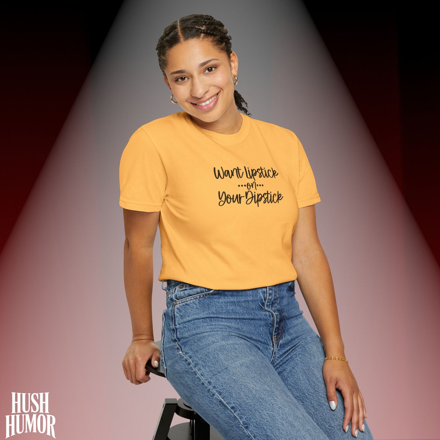 Lipstick on Your Dipstick T-Shirt | Naughty FEMdom Oral Art Tee for Women | Dirty Funny Sex Shirt | Inappropriate Bold Adult Party Apparel