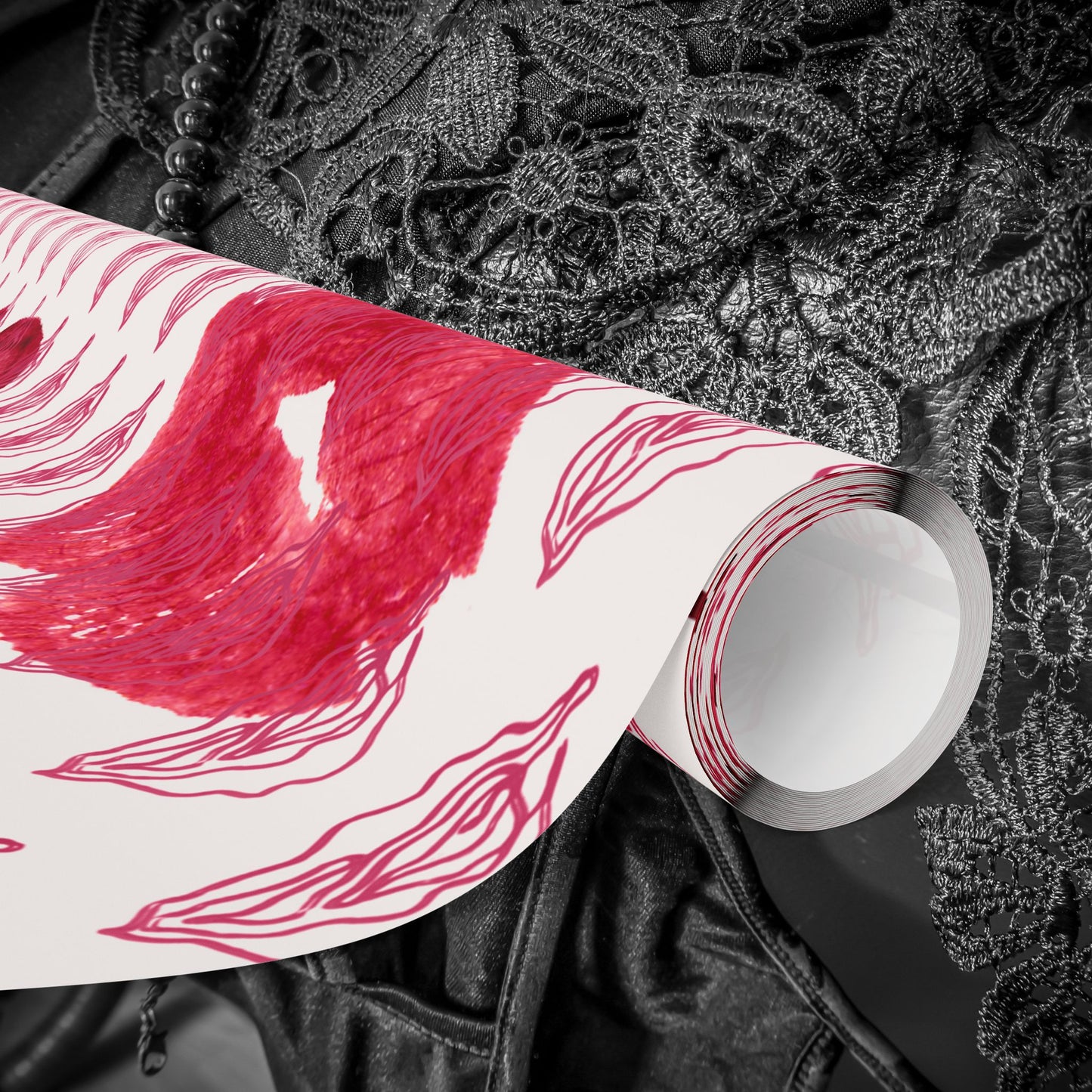 Chic Vagina Heart & Roses Gift Wrap, Naughty Paper, Psssy Love Present