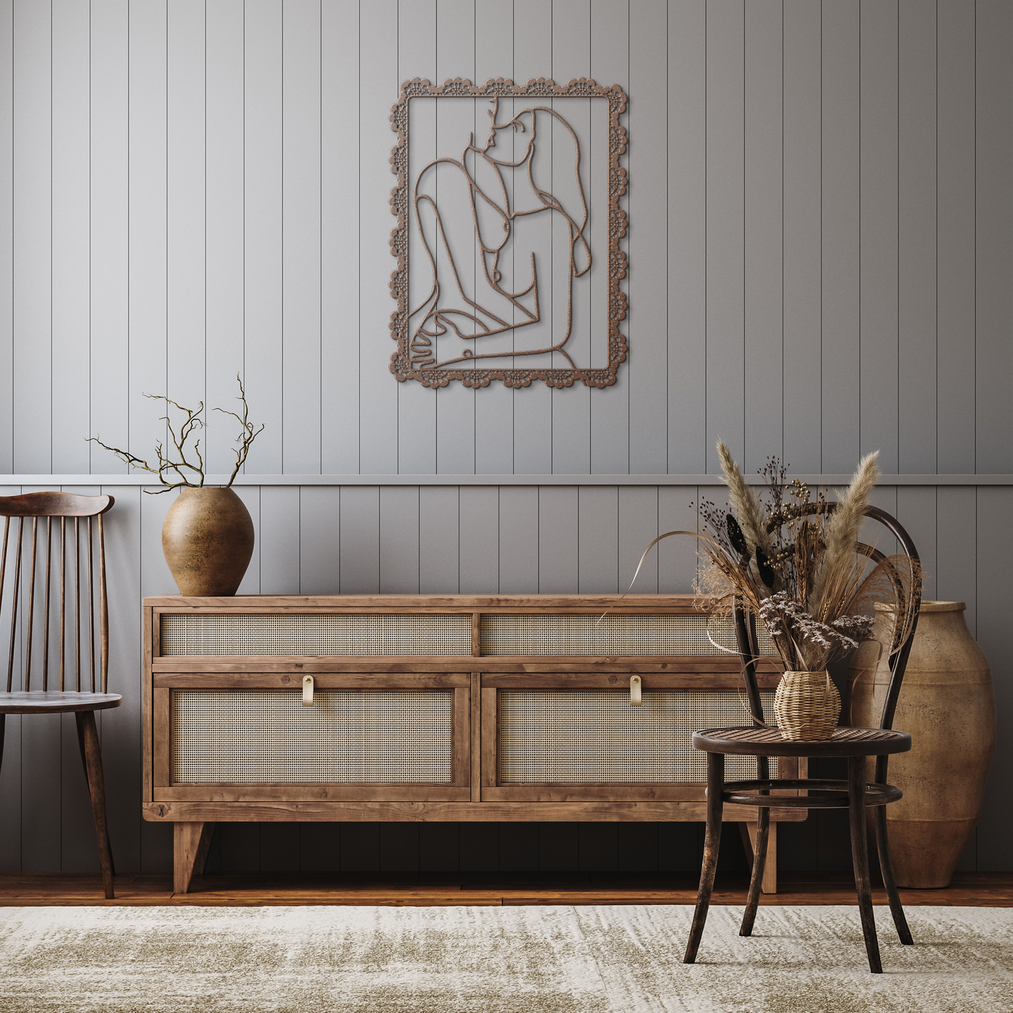 Lesbian_Lovers_Framed_Embrace_Girl_Deco_Copper_Rustic_Hallway_Mockup.png
