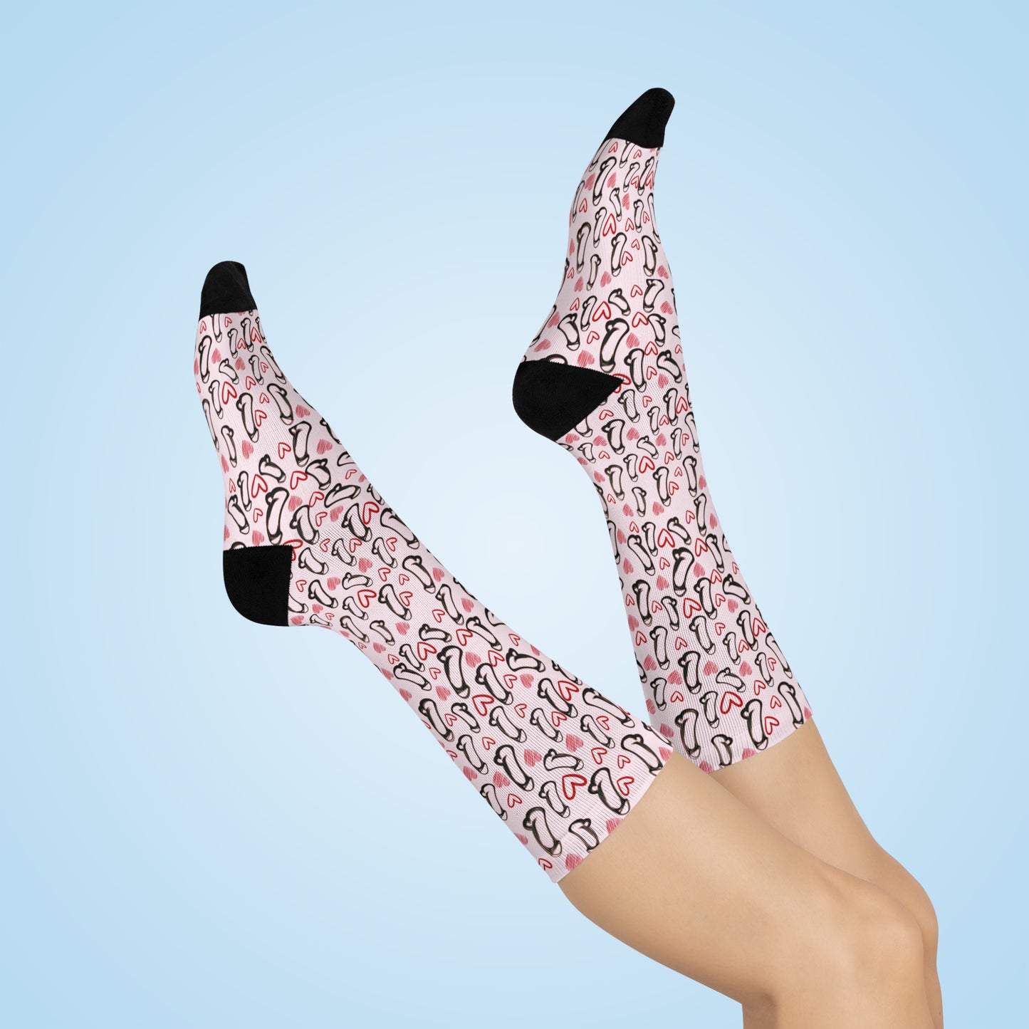 Cheeky Funny Penis Socks, Naughty Hearts & C*cks Crew Socks – Funny Gag Gift, Rude Novelty Socks, Quirky Adult Humor for Valentine’s Day or Holidays