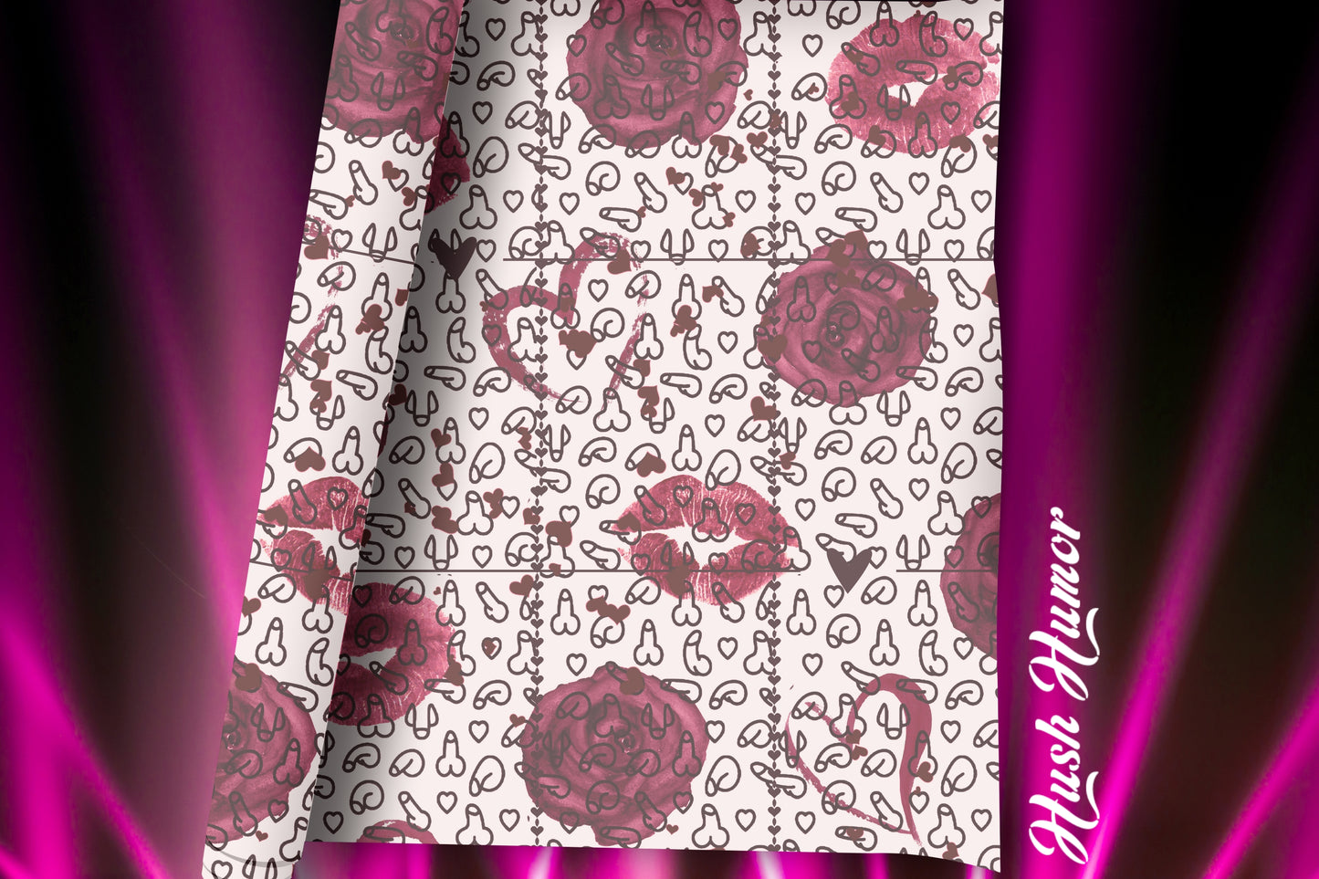 Sexy Penis Heart & Roses Gift Wrap, Stylish Packaging for Birthdays, Holidays
