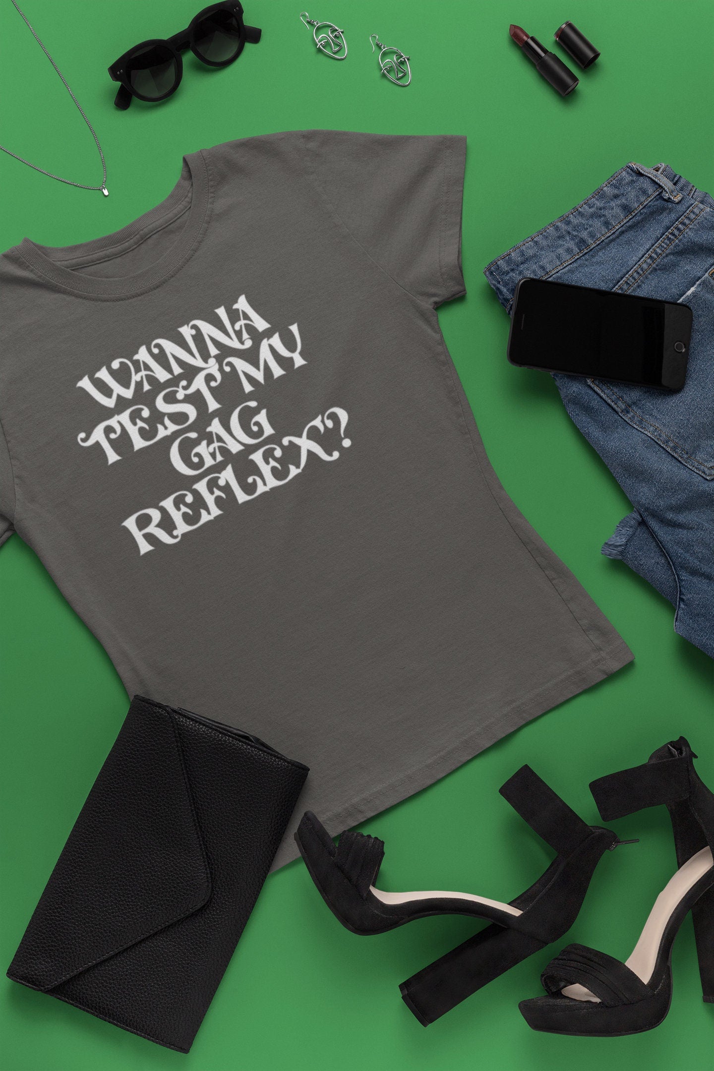 Wanna Test My Gag Reflex T-Shirt – Oral Sex Comfort Colors Tee, Funny NSFW Dirty Shirt, Gender Neutral Naughty Graphic Tee