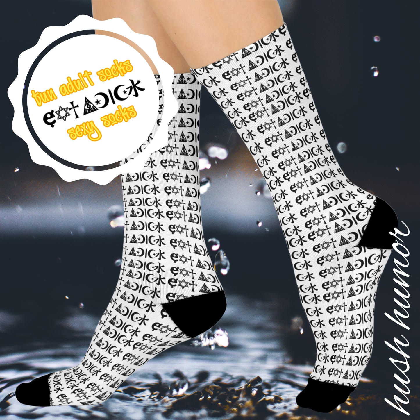 Cheeky Funny Socks, Eat a D*ck socks Novelty Crew Socks for Valentine’s Day, Gag Gift for women, Quirky Rude Humor Accessories, Naughty Socks