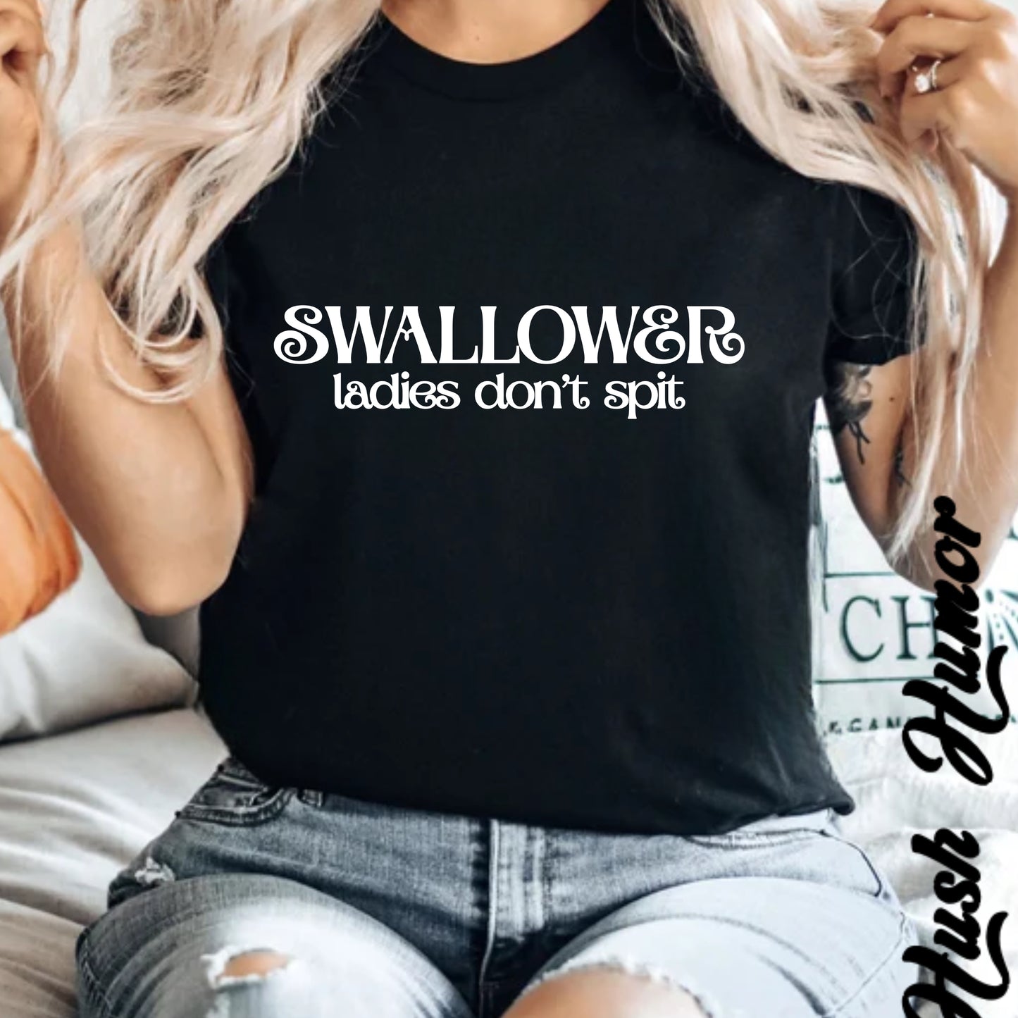 Naughty Swallower T-Shirt – Funny Oral Sex Tee for Women – Dirty Adult Humor Gift