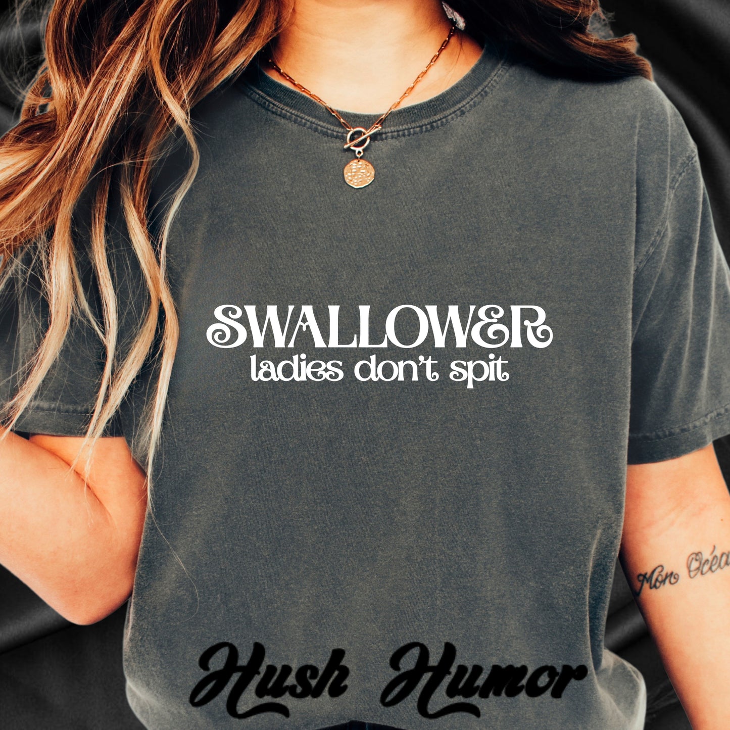 Naughty Swallower T-Shirt – Funny Oral Sex Tee for Women – Dirty Adult Humor Gift