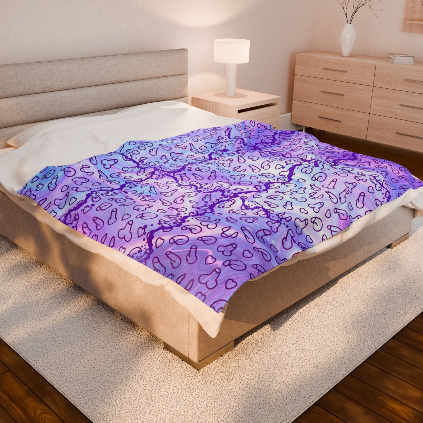 Purple Penis Blanket Gift Velveteen Plush Blanket,Fun Gag Gift, D*ck Gift, C*ck Blanket
