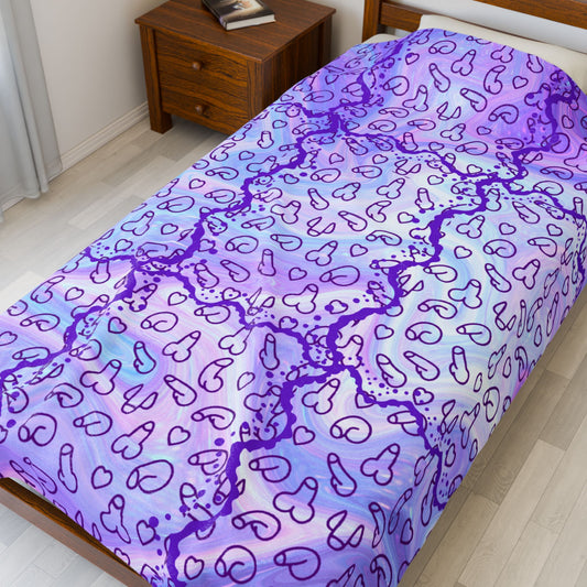 Purple Penis Blanket Gift Velveteen Plush Blanket,Fun Gag Gift, D*ck Gift, C*ck Blanket