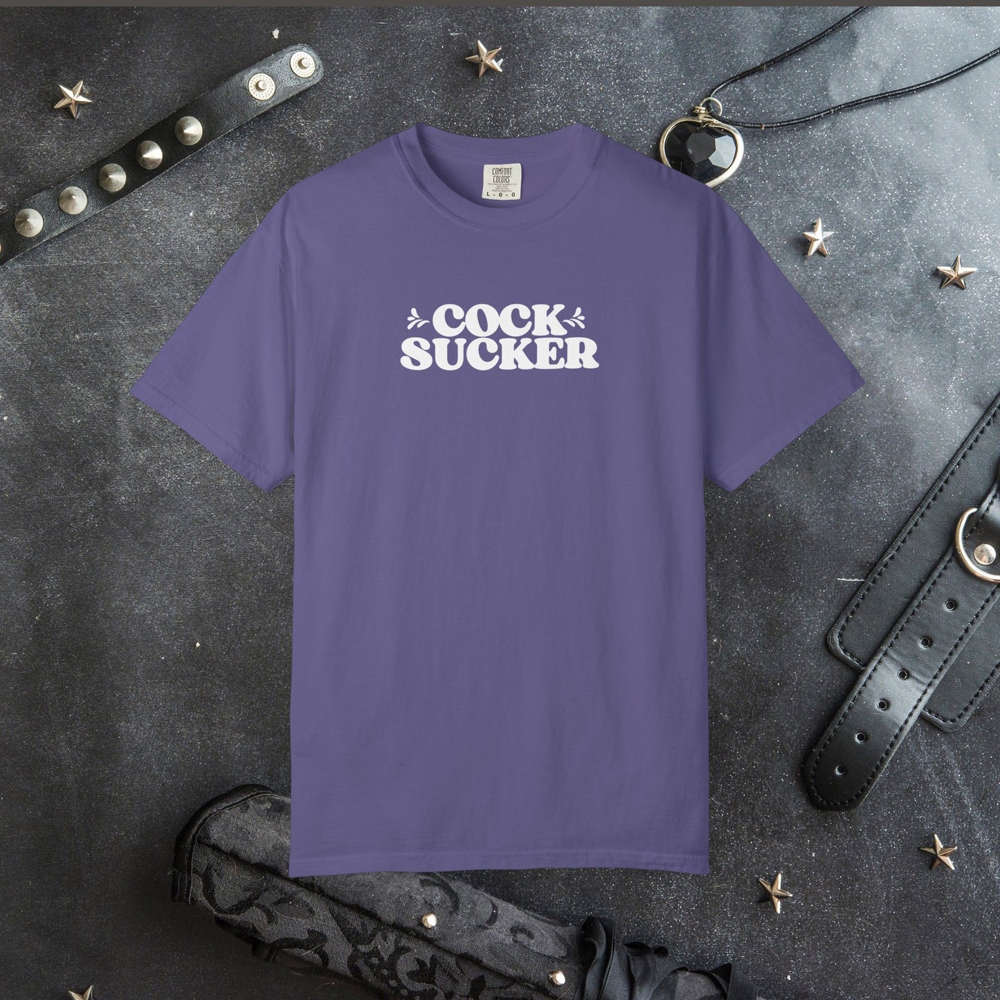 C*ck Sucker Offensive Ladies Comfort Colors T-Shirt – Hot Wife NSFW Party Tee