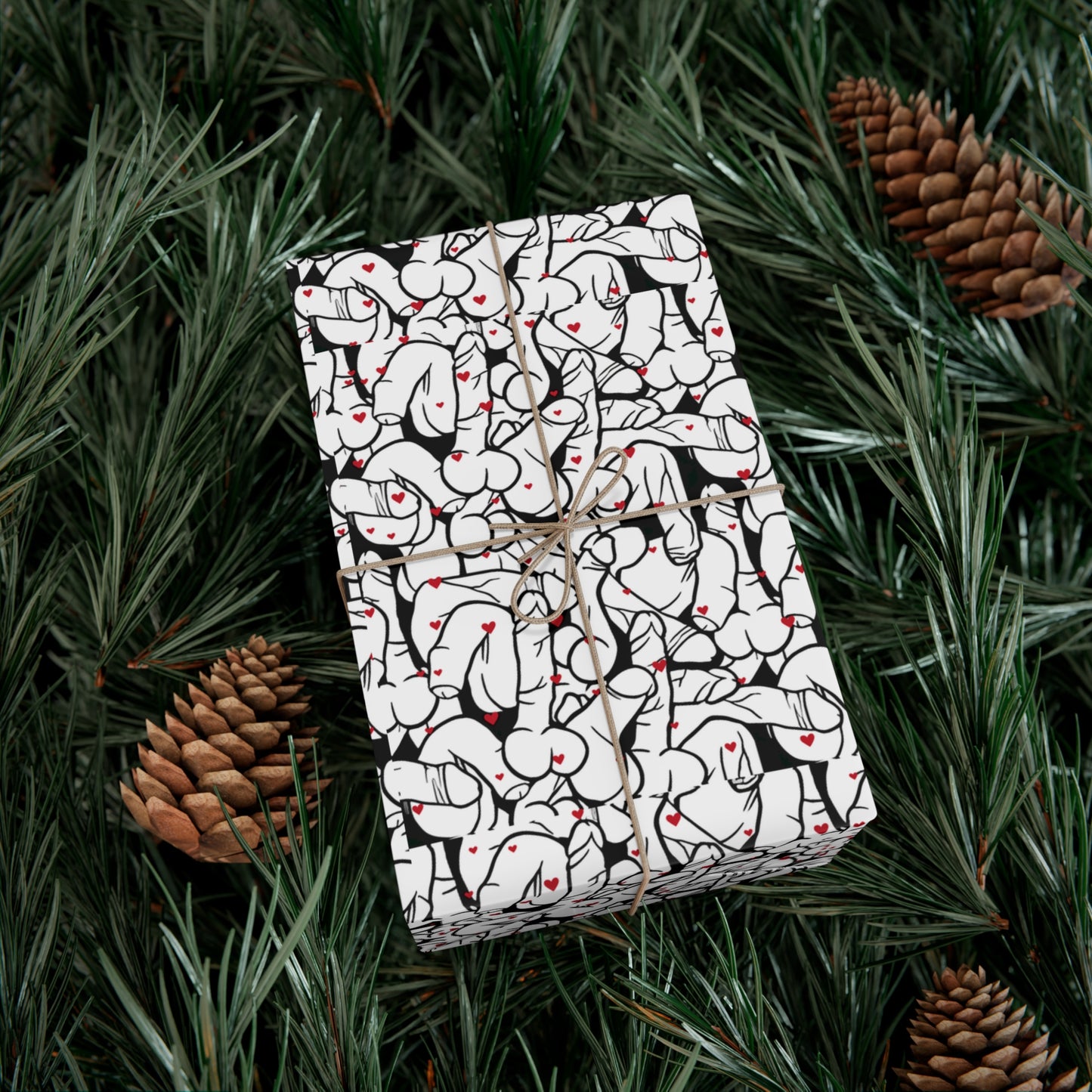 Black & White Penis Wrapping Paper – Funny Adult Willy Gift Wrap, Cute C*ck Gag Gift Paper