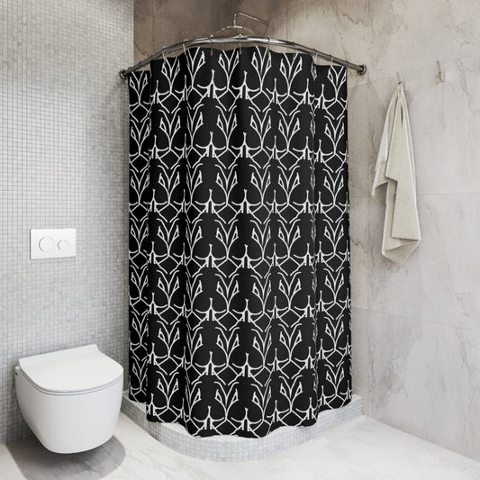 Sexy Sex POV Shower Curtain, Black & White Naughty Bathroom Decor, Modern Funny Design, Adult Humor Gift, Unique Couples Home Decoration,