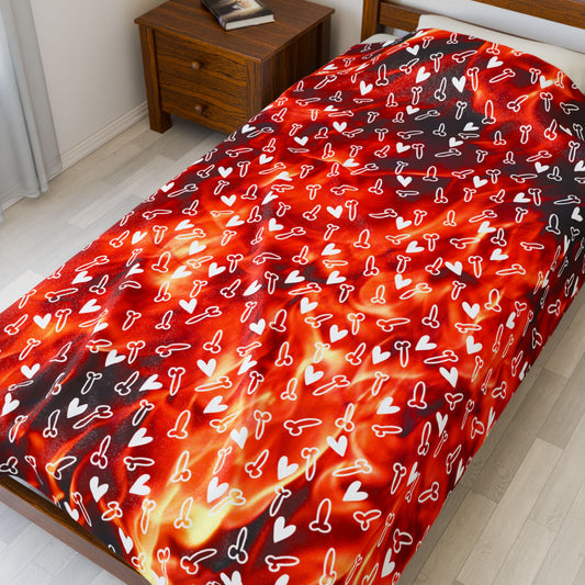 Firey Penis Plush blanket humorous gift cozy d*ck blanket gag gift Soft warm Dong Throw