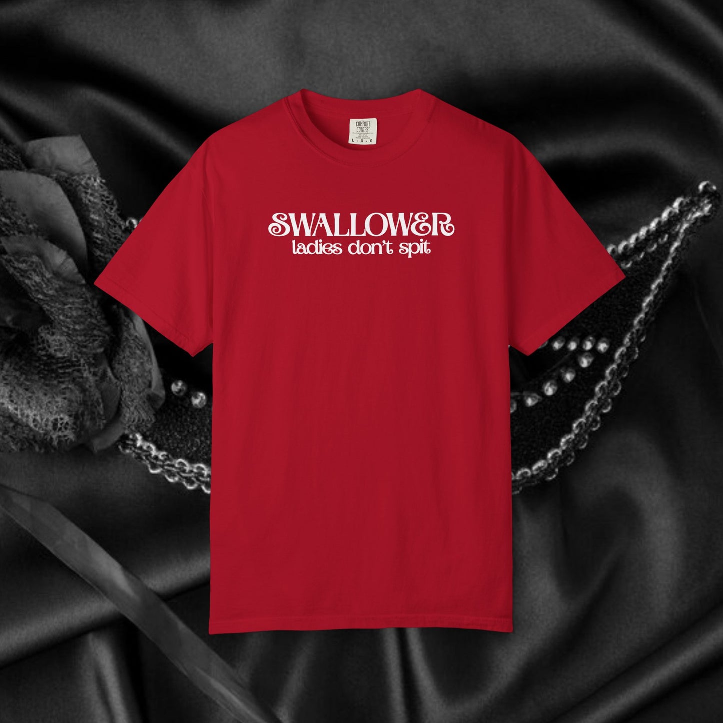 Naughty Swallower T-Shirt – Funny Oral Sex Tee for Women – Dirty Adult Humor Gift