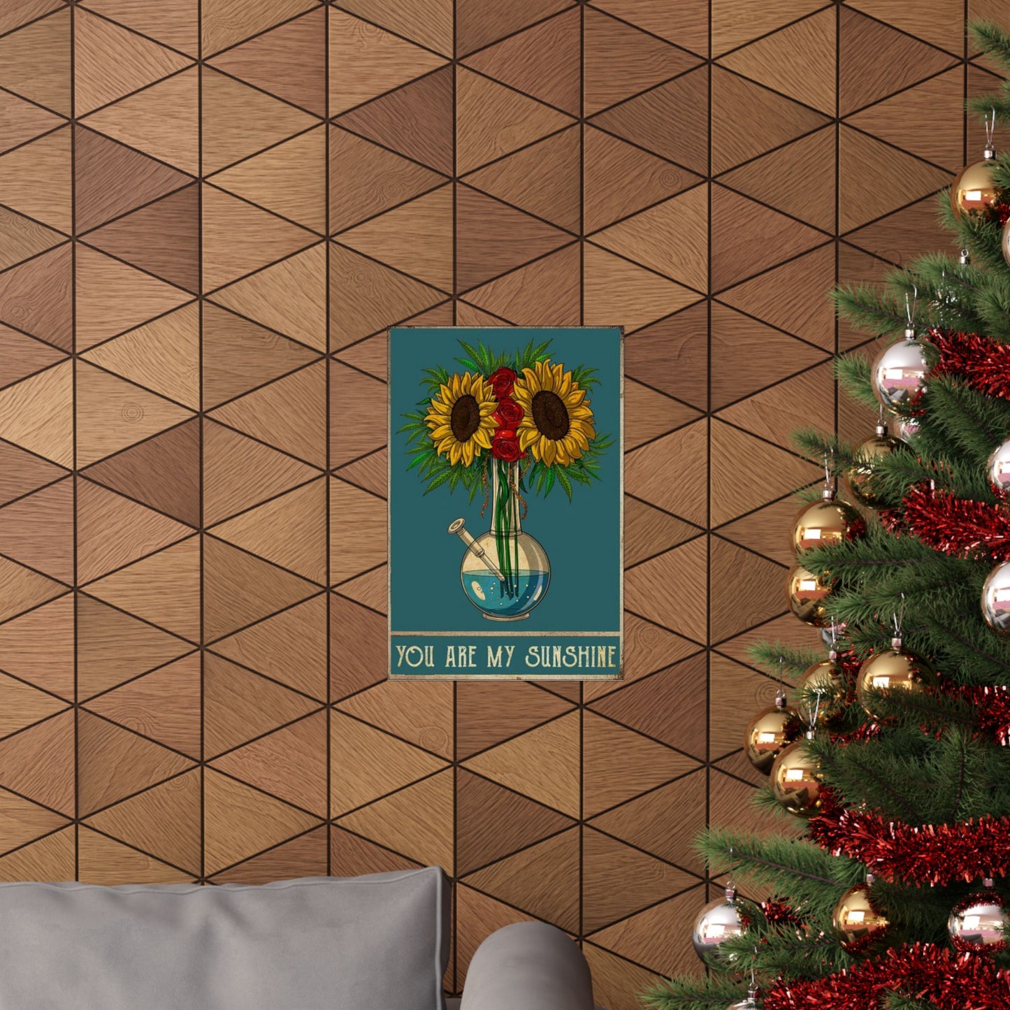 Flower Power Pot Poster – You Are My Sunshine Weed Wall Art, Sunflower Stoner Decor