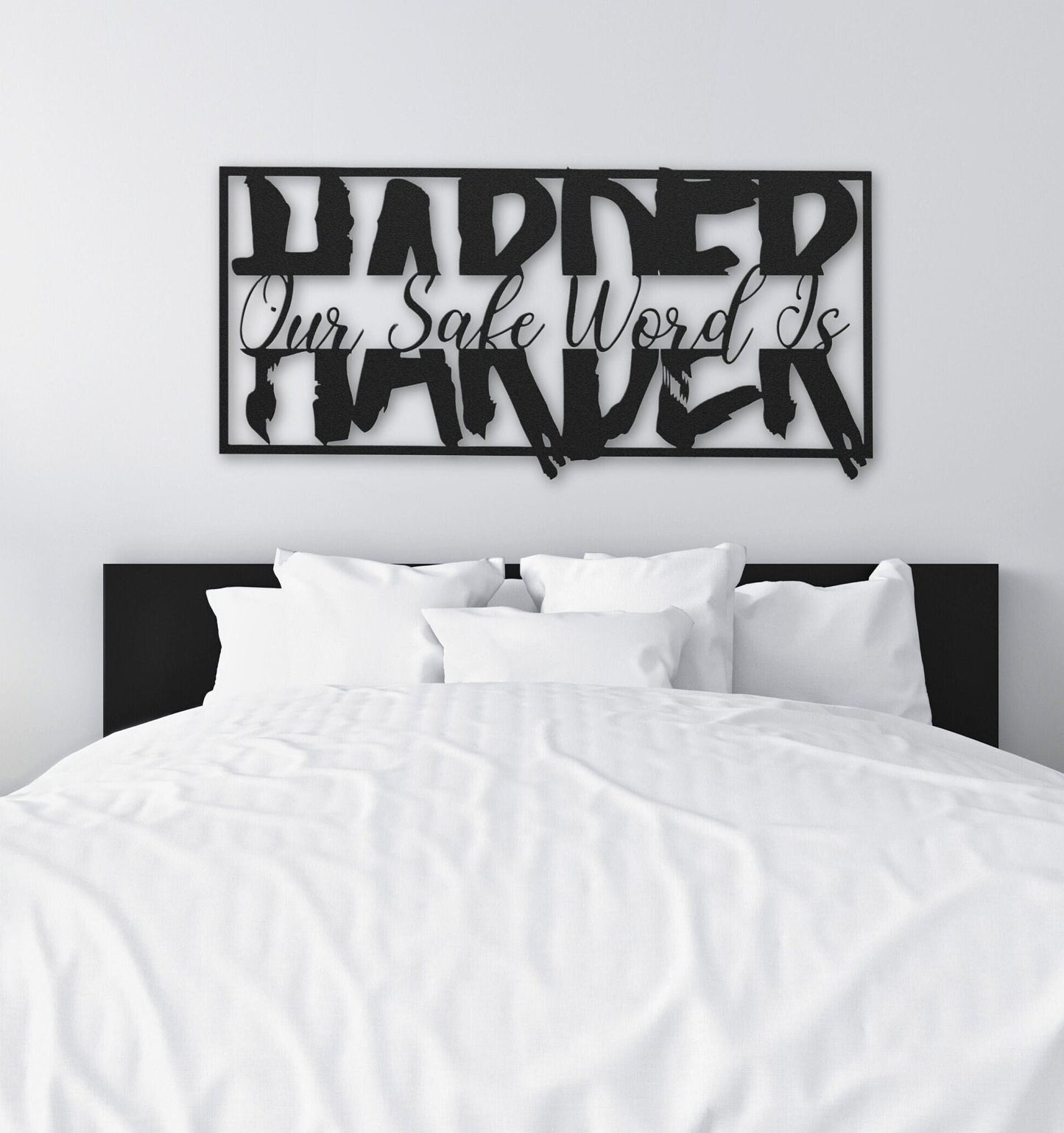Our Safe Word is HARDER – Naughty Metal Wall Sign, Sexy Bedroom Decor, Naughty Wife Gift