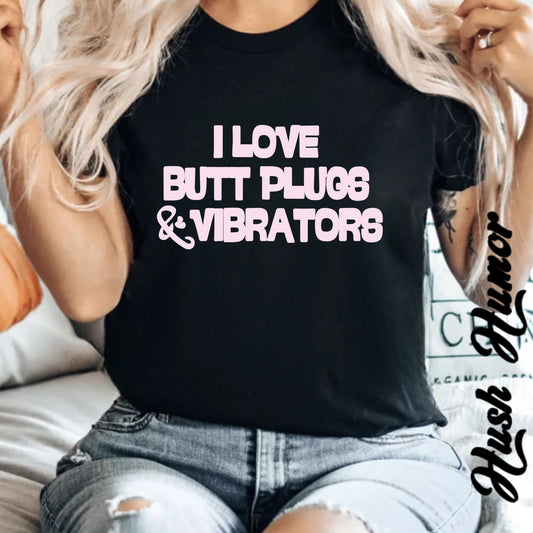 Naughty Women's Comfort Colors T-shirt, Funny Butt Plug & Vibrator Tee, Risque Party Apparel