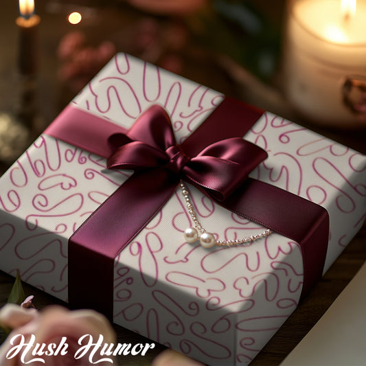 Hand drawn chic penis gift wrap for Birthdays, Holidays, Bachelorettes, Adult Naughty Paper