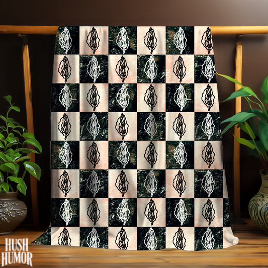 Vintage Vagina Print Blanket, Sexy Feminist gift, Lesbian Bachelorette Gift, Feminist Blanket, Vagina Throw Blanket