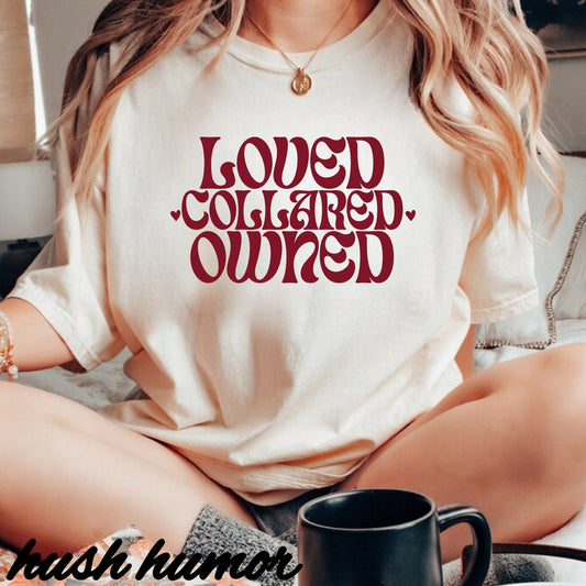 Loved Collared Owned Submissive T-shirt, BDSM themed Kinky Tee, Submissive Wife Gift, BDSM Apparel