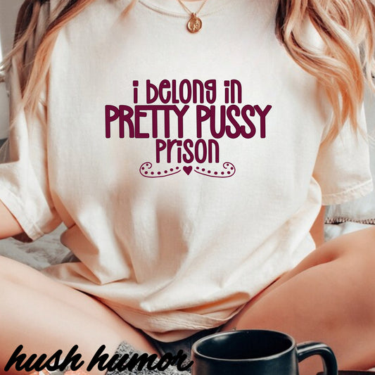 Pretty P*ssy Prison, Funny Adult T-shirt, Offensive Ladies Shirt, Unisex