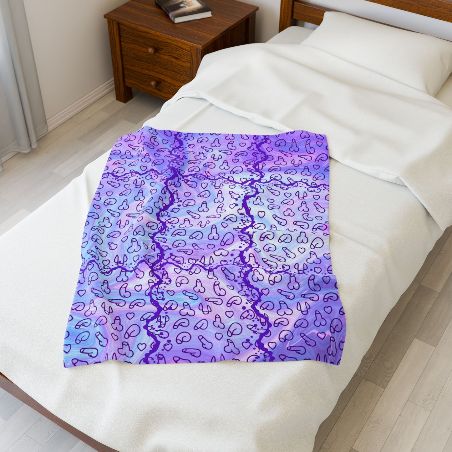 Purple Penis Blanket Gift Velveteen Plush Blanket,Fun Gag Gift, D*ck Gift, C*ck Blanket
