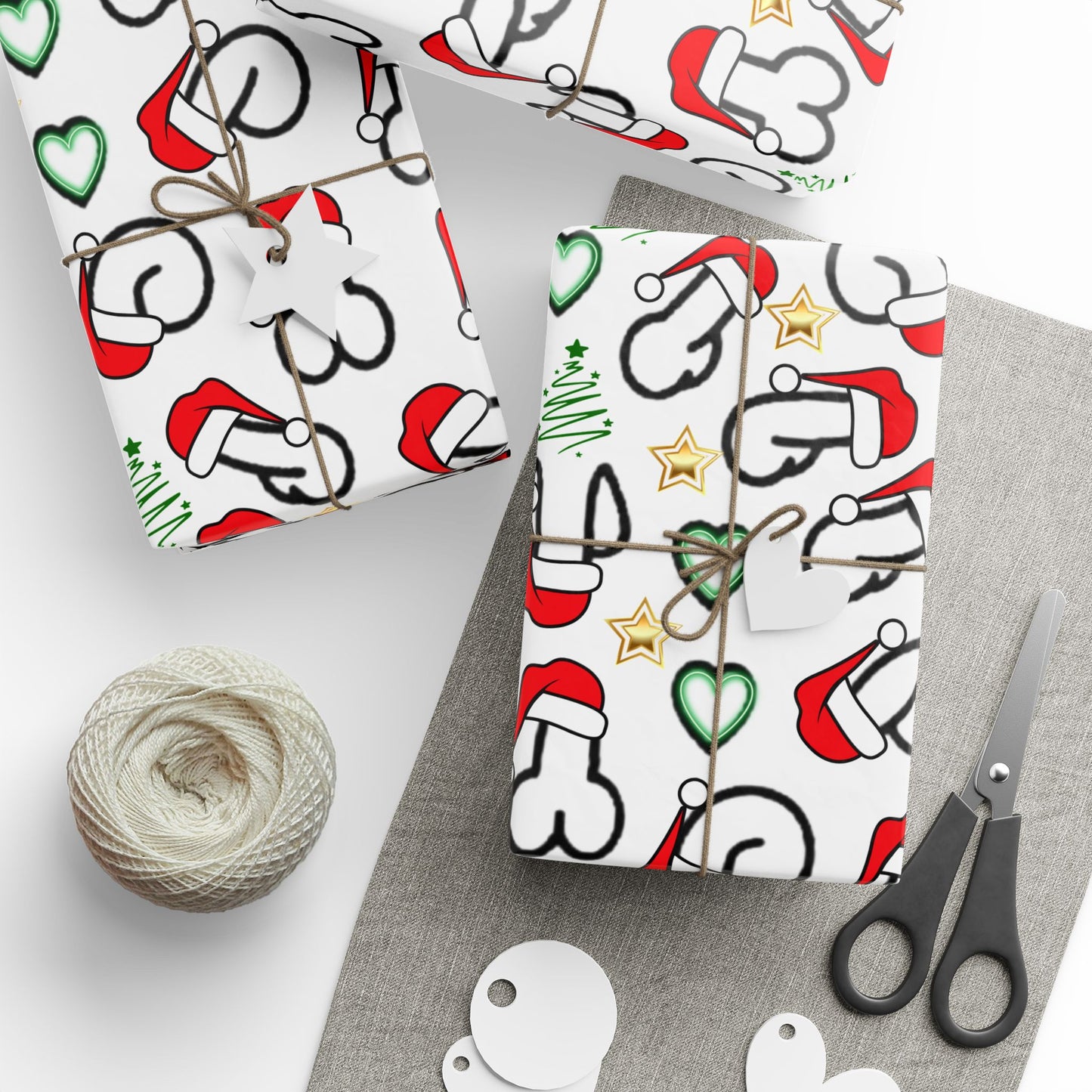 Christmas Penis Wrapping Paper – Naughty Holiday Gift Wrap with Santa Hats, Funny Adult Christmas Party Wrapping Paper