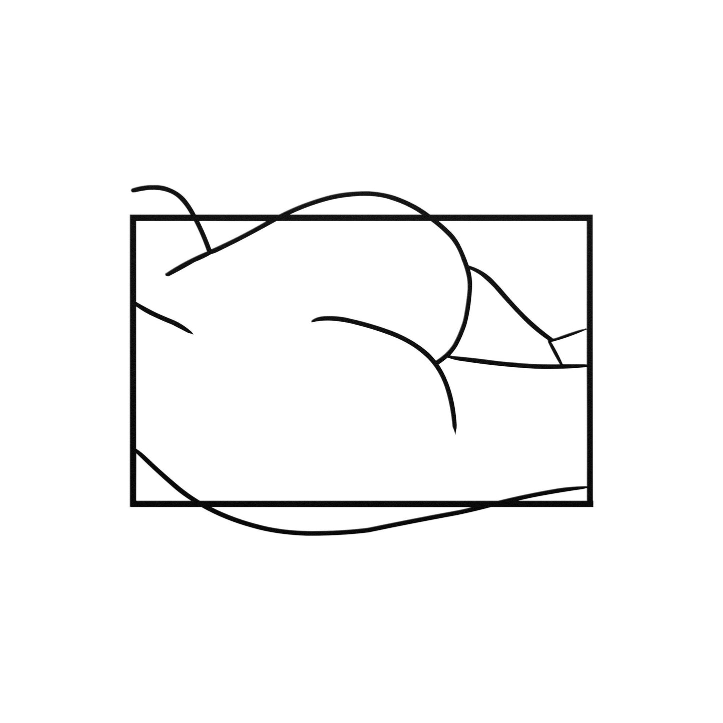 Thick Girl Nude Metal Wall Art – Erotic Line Art of Curvy Female Butt for Bedroom Decor