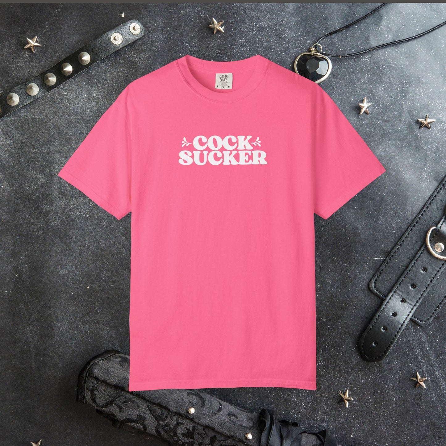 C*ck Sucker Offensive Ladies Comfort Colors T-Shirt – Hot Wife NSFW Party Tee
