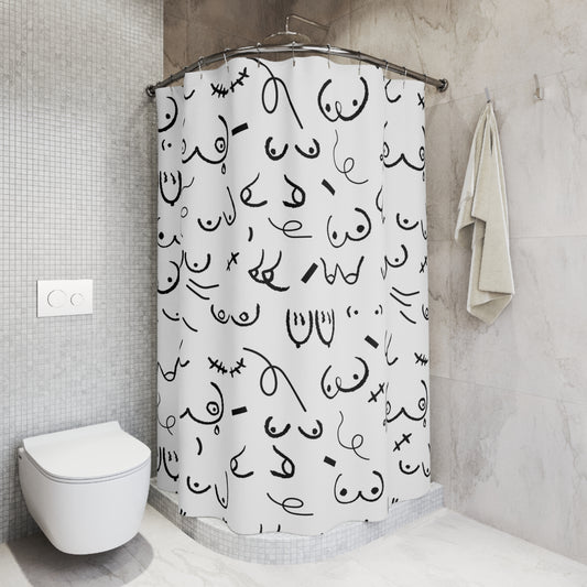 Boobs Shower Curtain – Funny Modern Bathroom Decor, Aesthetic Titty Shower Curtain