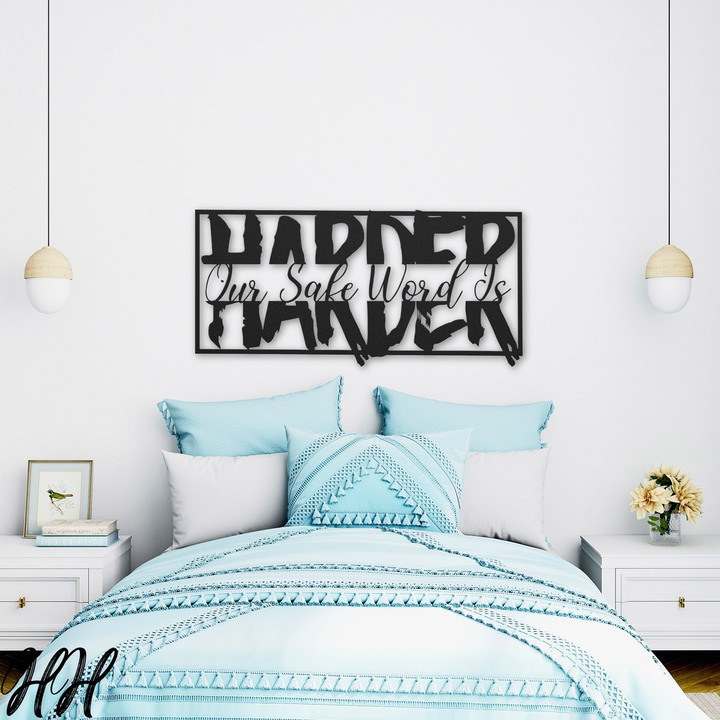 Our Safe Word is HARDER – Naughty Metal Wall Sign, Sexy Bedroom Decor, Naughty Wife Gift