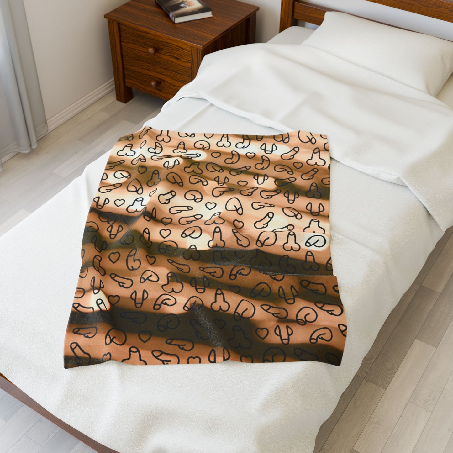 Sandy Dunes Beach Vibe Penis Plush Blanket, Humorous Gift, Cozy D*ck Blanket, Gag Gift, Naughty Willy Velveteen Blanket