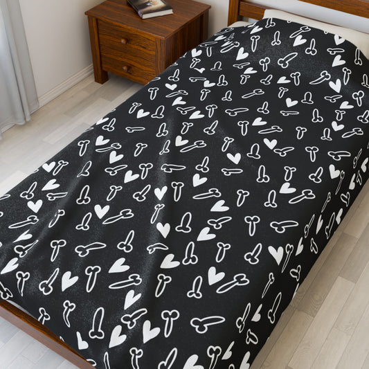 Funny and Cute  Black and White Penis Plush blanket