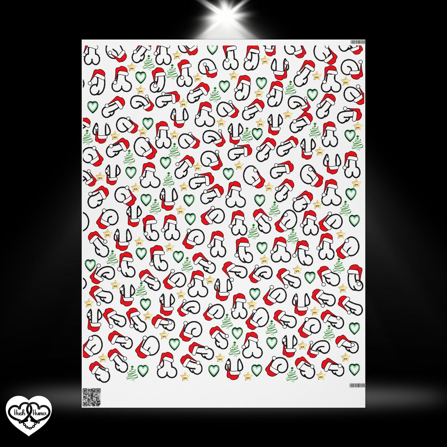 Christmas Penis Wrapping Paper – Naughty Holiday Gift Wrap with Santa Hats, Funny Adult Christmas Party Wrapping Paper